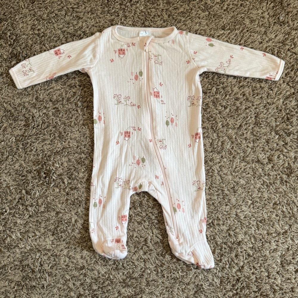 Gerber 0-3 Month Pink Country Print Baby Onesie